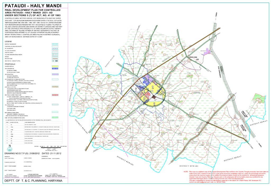 Final Development Plan for Controlled Area Pataudi - Haily Mandi 2031, Department of Town & Country Planning, Haryana